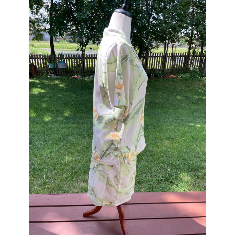 Tommy Bahama Womens Silk Floral Shirt Dress Suit S Wrap Around Skirt V-Neck